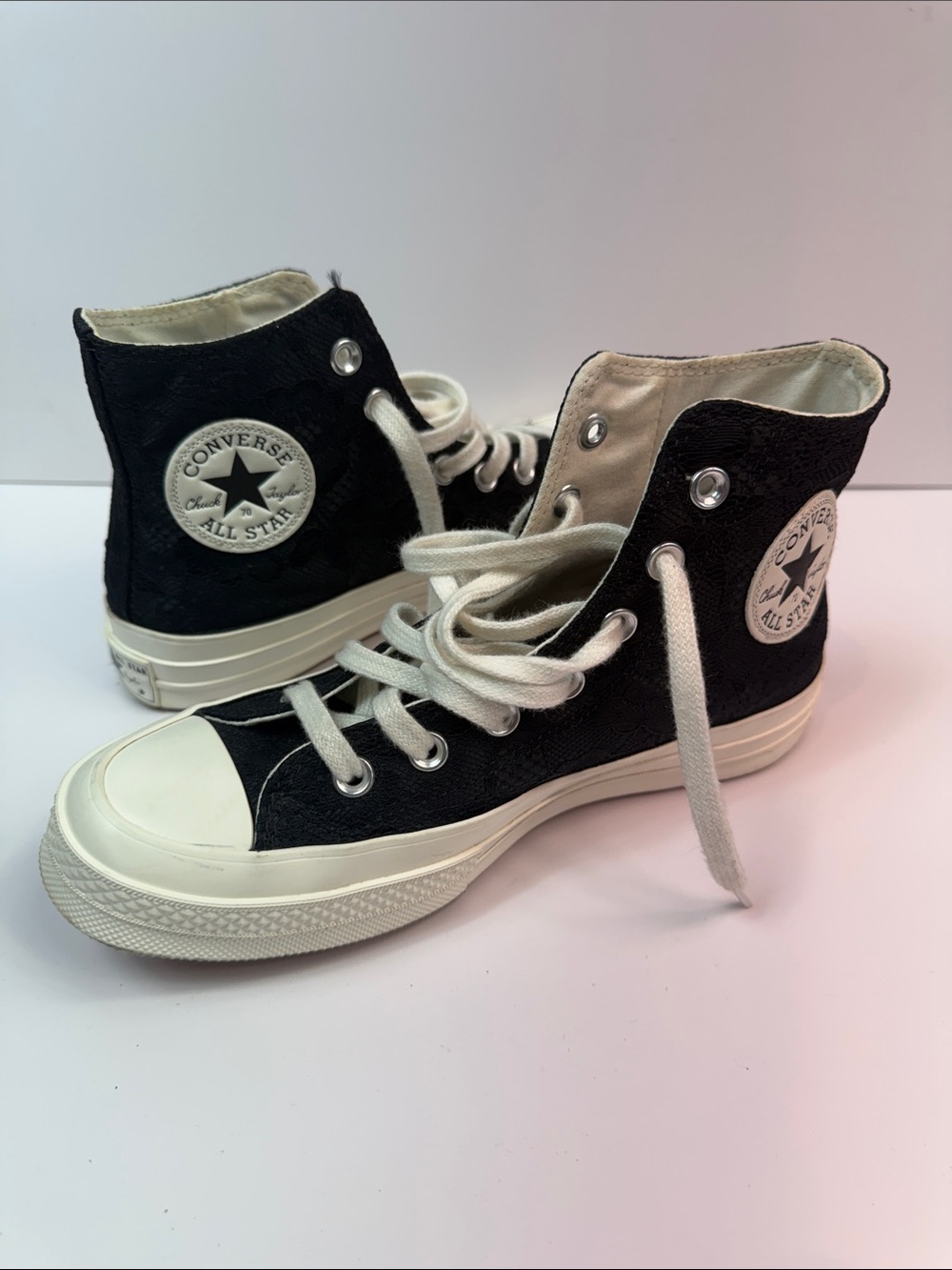 Converse Chuck 70 Lace Overlay High Top Sneakers Black 7.5 - Picture 5 of 8